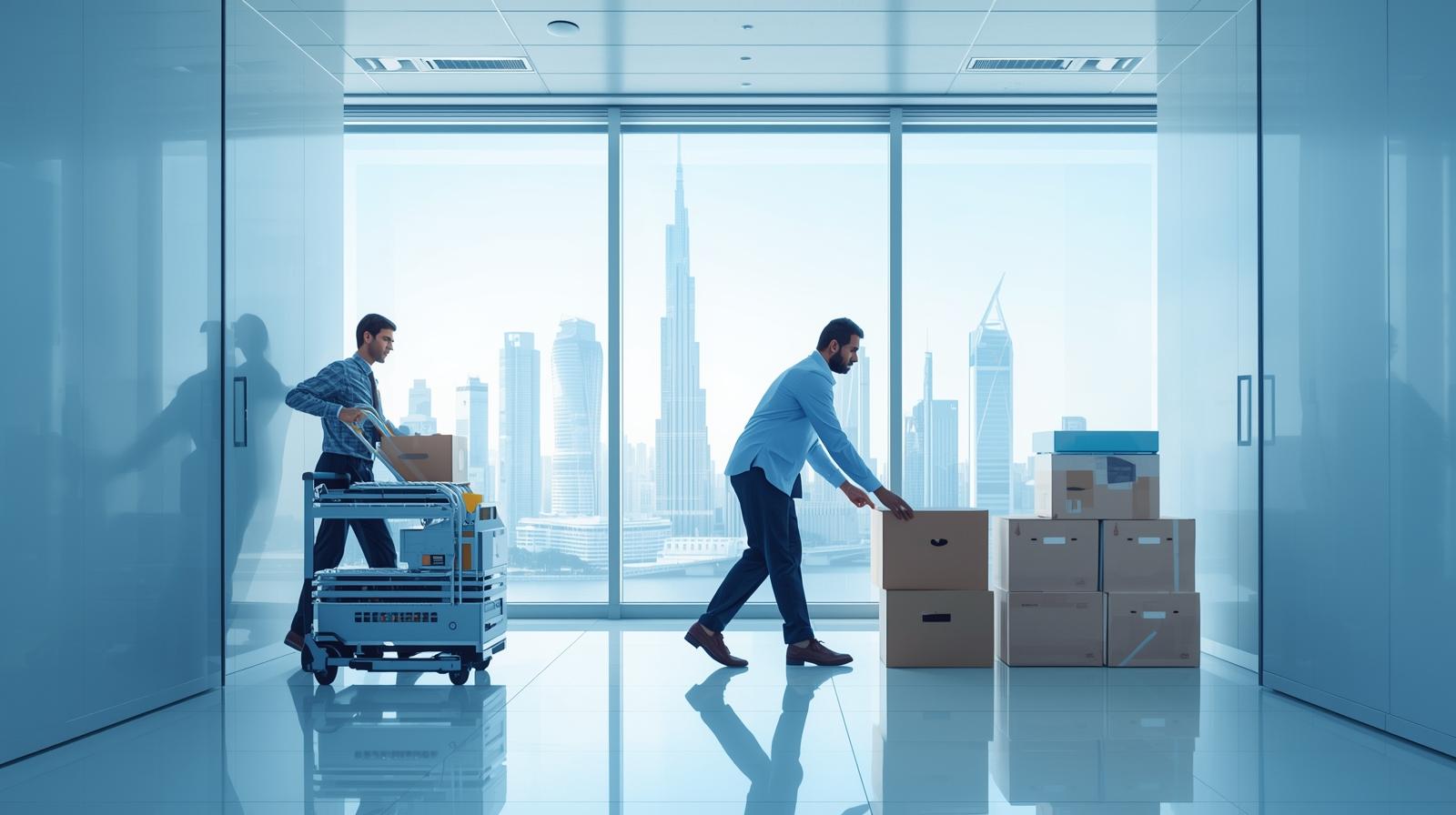 A modern office space with employees collaborating, representing a corporate environment.