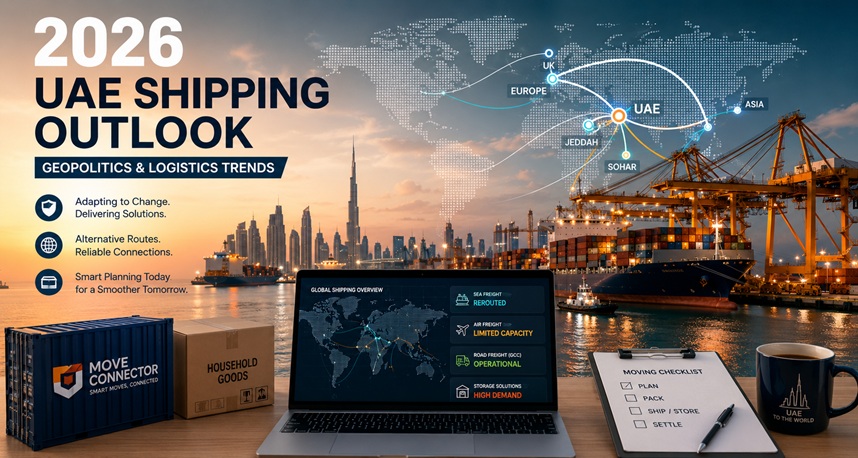 Digital dashboard monitoring global shipping lanes from a UAE logistics hub.