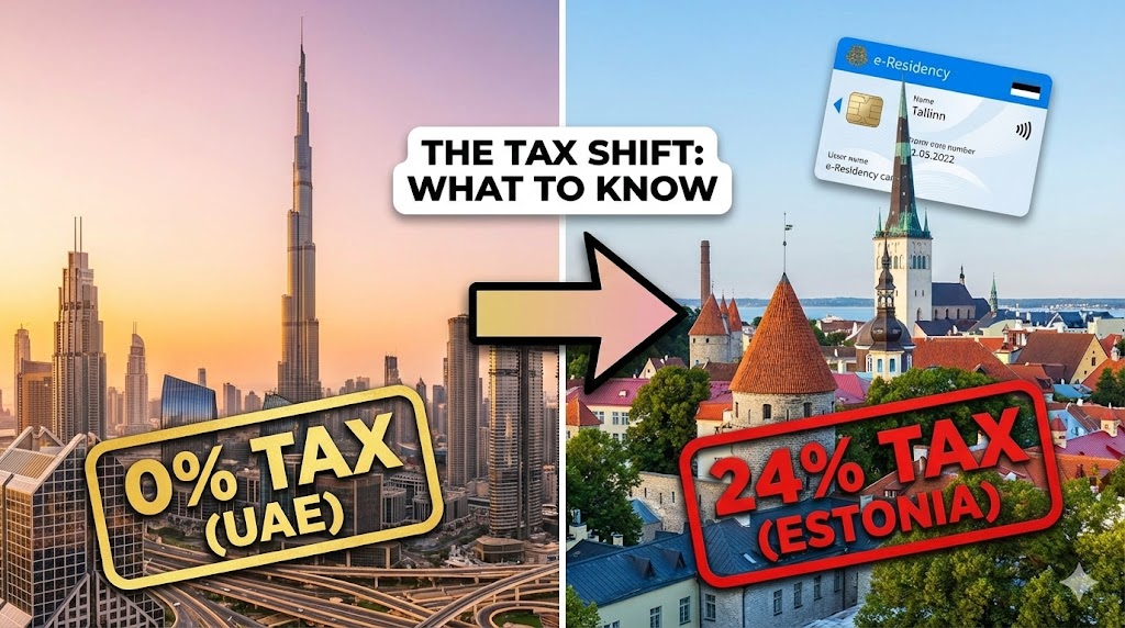 A view of Tallinn Old Town with a digital data overlay, symbolizing Estonia's e-status.