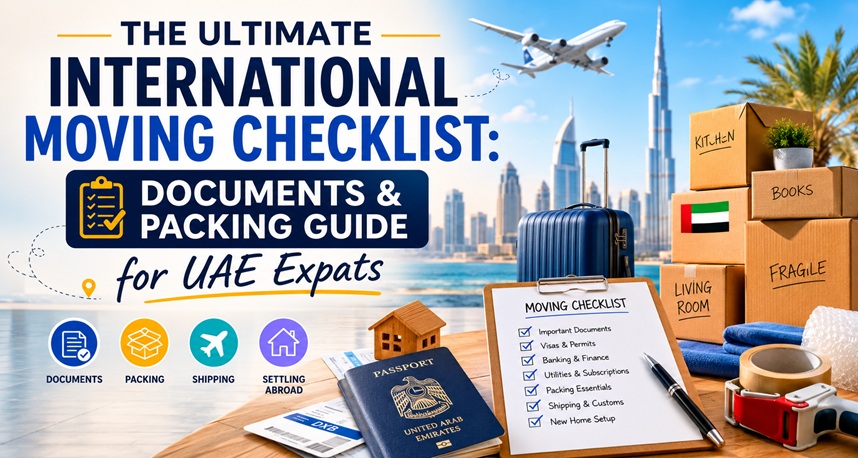 International moving checklist and document folder for relocation from UAE