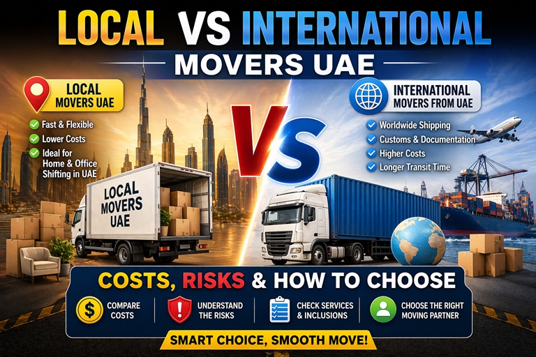 Comparison of local and international moving logistics in the UAE
